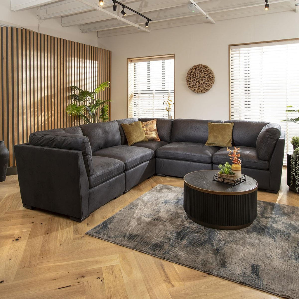 Mikey 6 Seater Corner Sofa Black 285x285cm 14