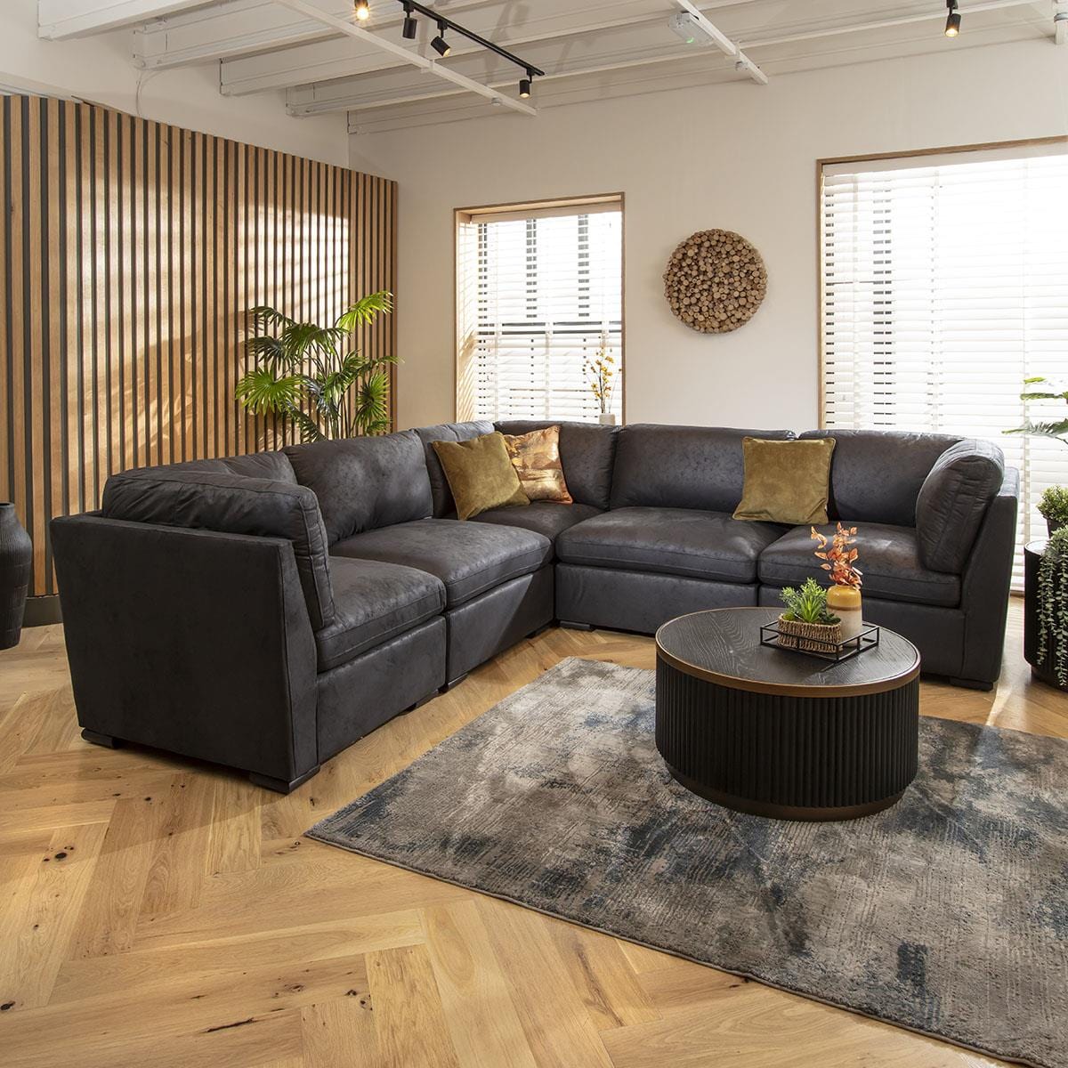 Mikey 6 Seater Corner Sofa Black 285x285cm 14