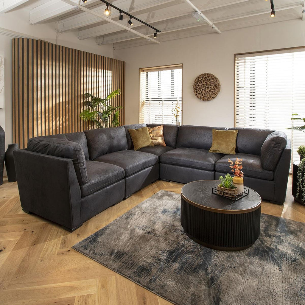 Mikey 6 Seater Corner Sofa Black 285x285cm 14