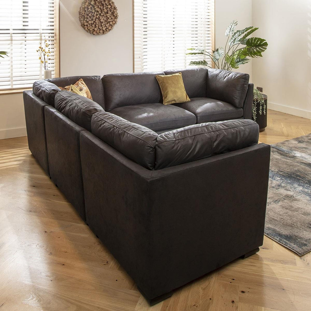 Mikey 6 Seater Corner Sofa Black 285x285cm 14