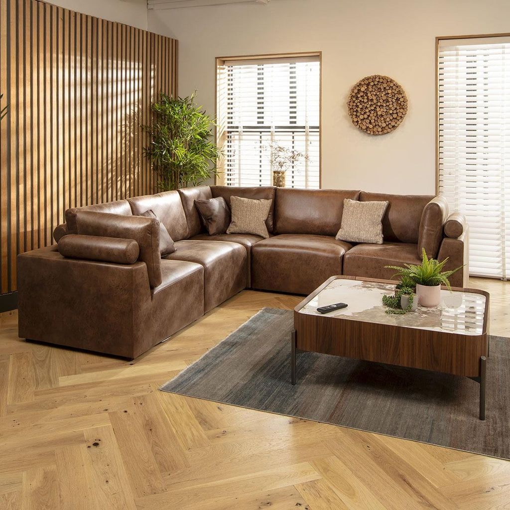 Martha 6 Seater Corner Sofa Antique Brown 266x266cm 14