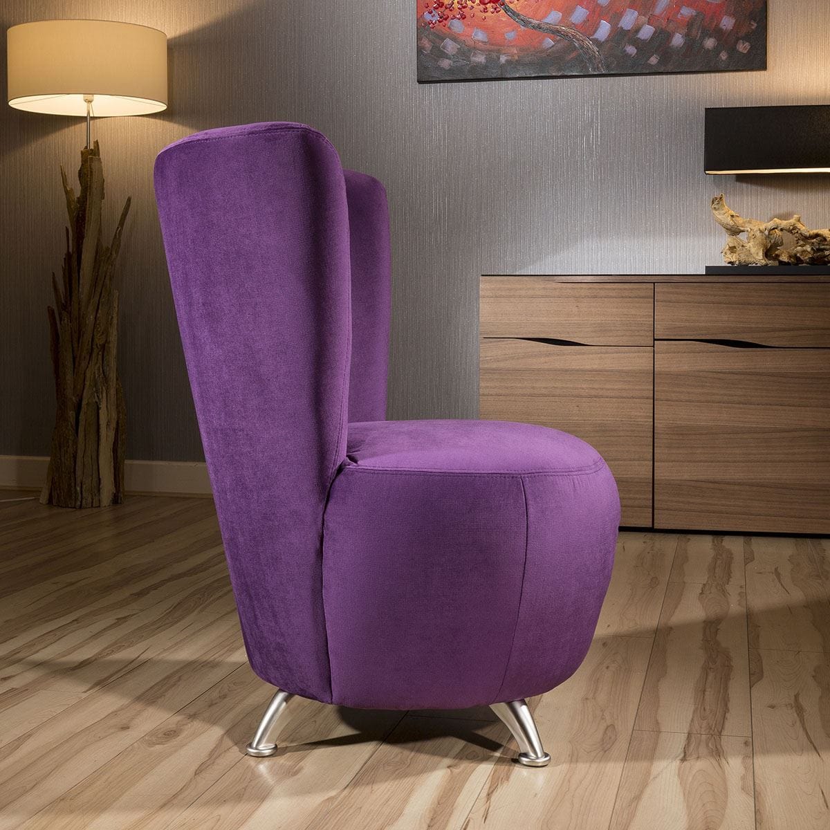 Amazing Modern Designer Purple Fabric Armchair Occasional Tub Chair