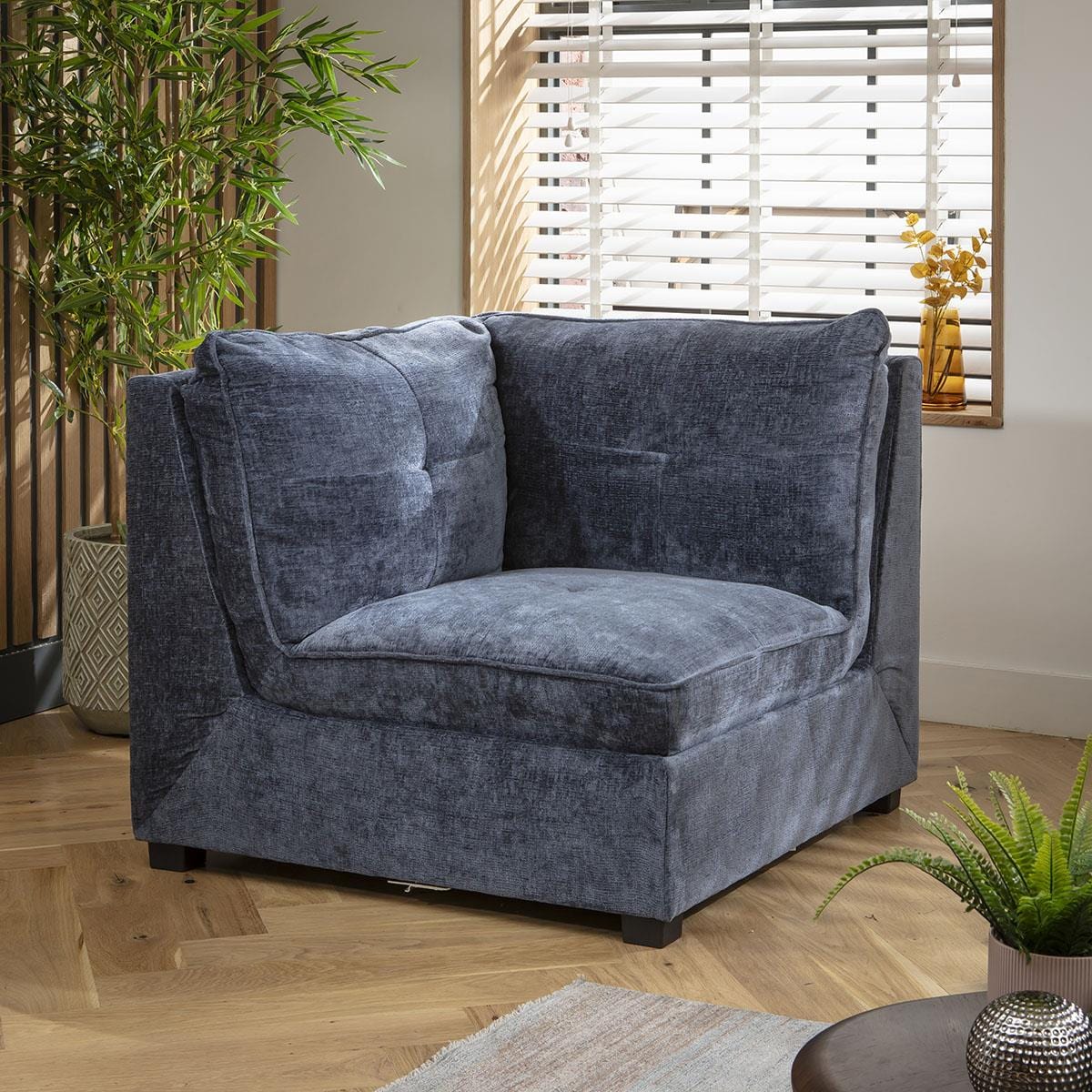 Anni Corner Section Blue Chenille 96x96cm