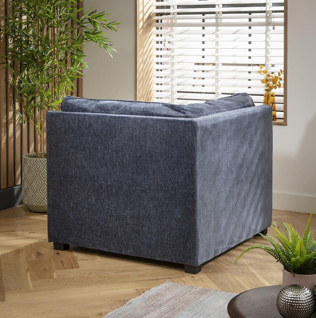Anni Corner Section Blue Chenille 96x96cm