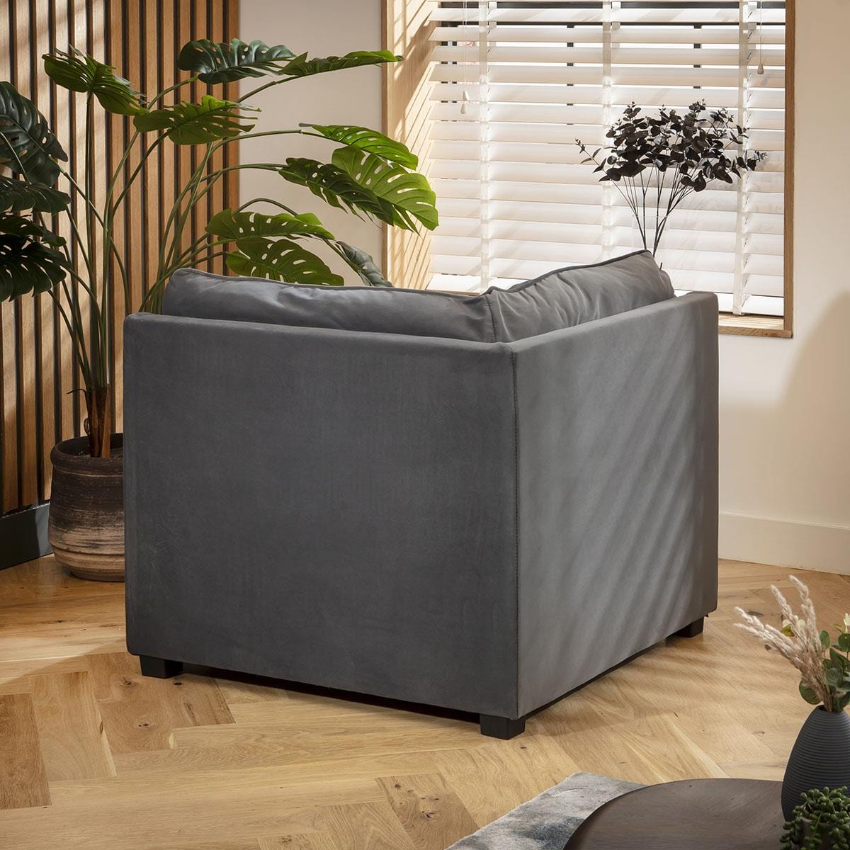 Anni Corner Section Grey Velvet 96x96cm