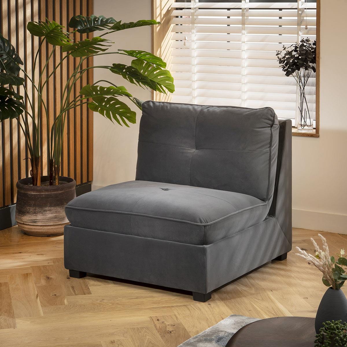 Anni Middle Section Grey Velvet 87x96cm