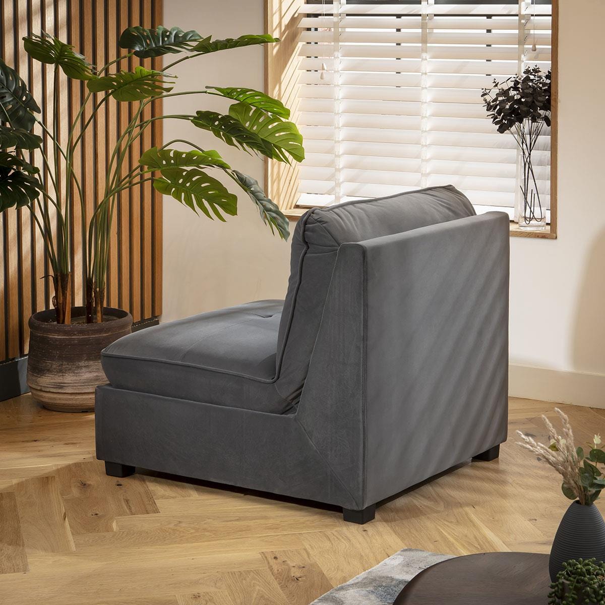 Anni Middle Section Grey Velvet 87x96cm