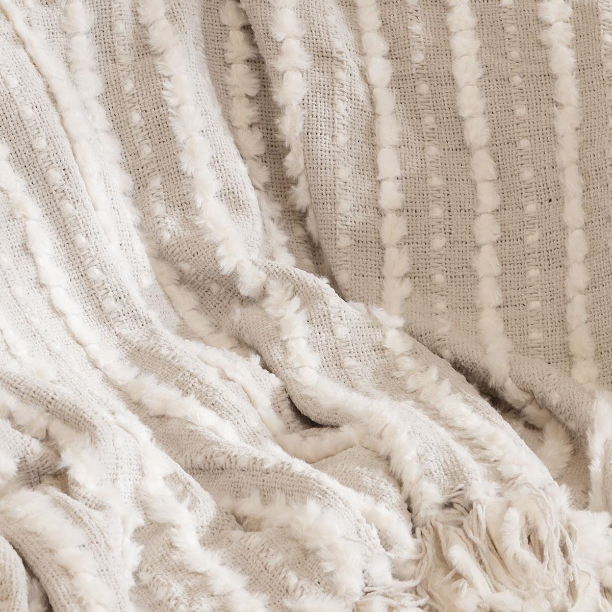 Anthionette Luxury Beige Throw 127cm x 152cm