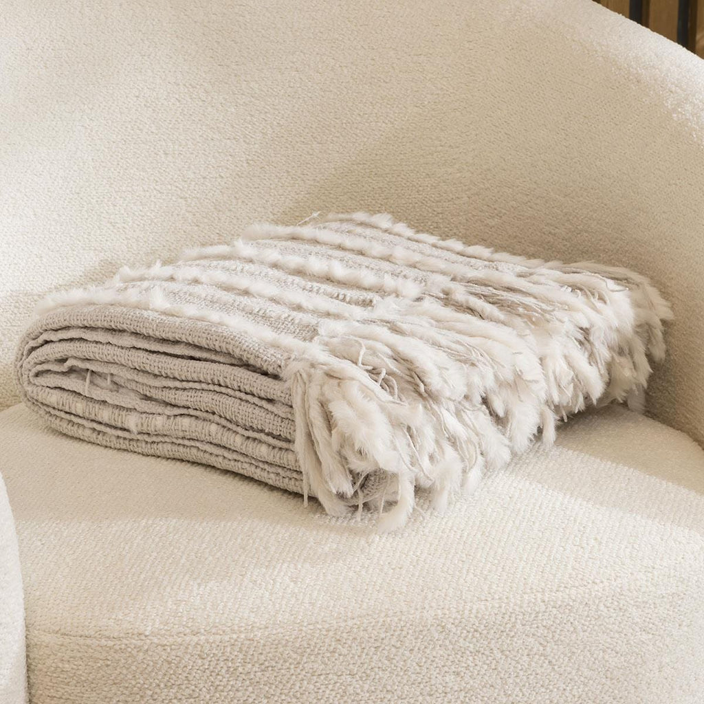 Anthionette Luxury Beige Throw 127cm x 152cm