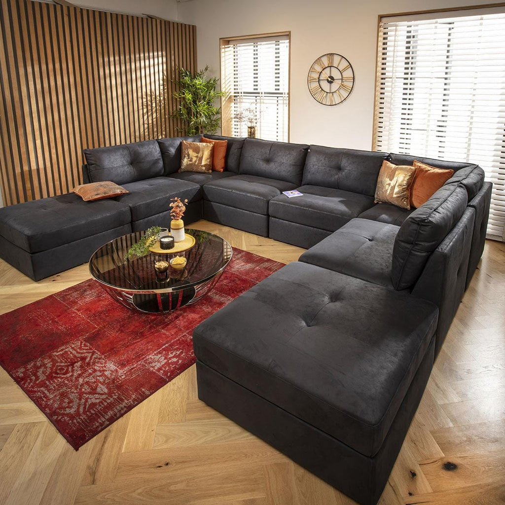 Archie Footstool Section Black 90x90cm