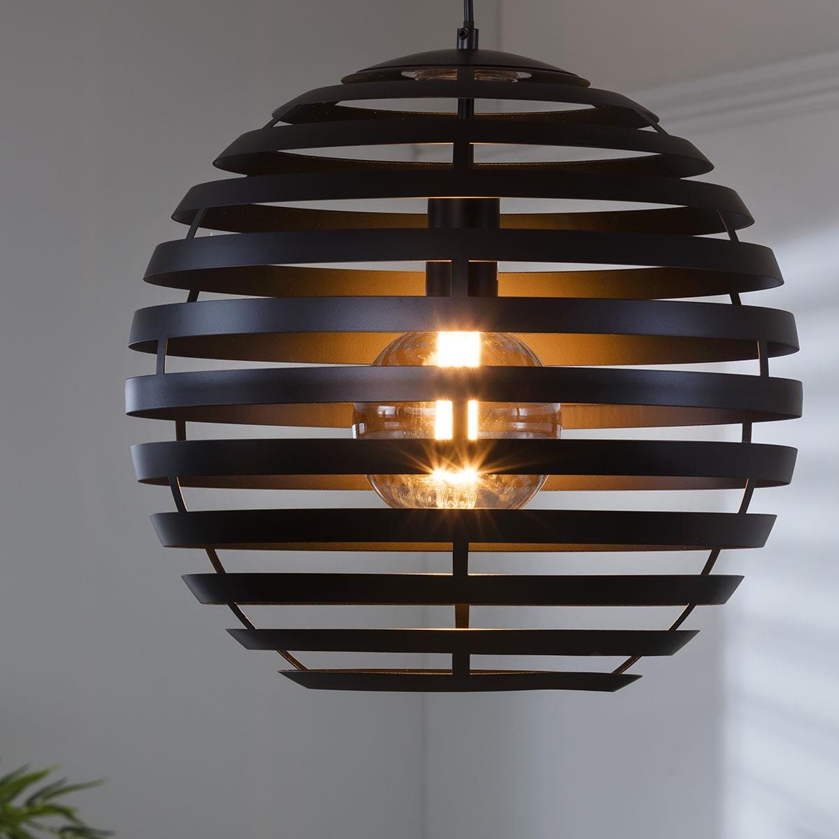 Ball Pendant Light Fitting Medium Ø 40cm - Black Metal - Dimmable LED Included