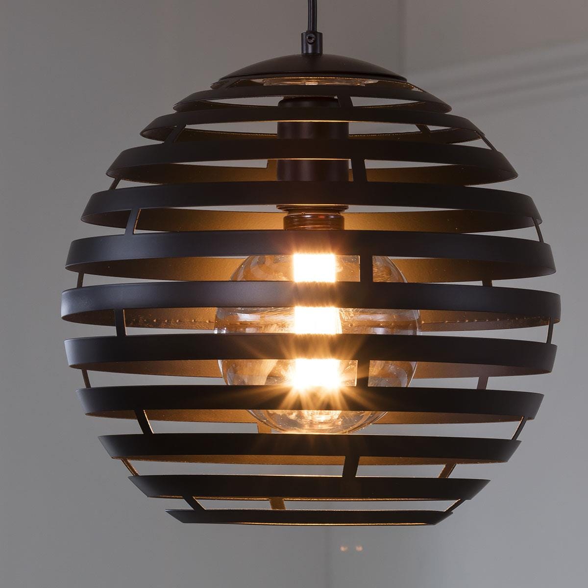 Ball Pendant Light Fitting Small Ø 30cm - Black Metal - Dimmable LED Included