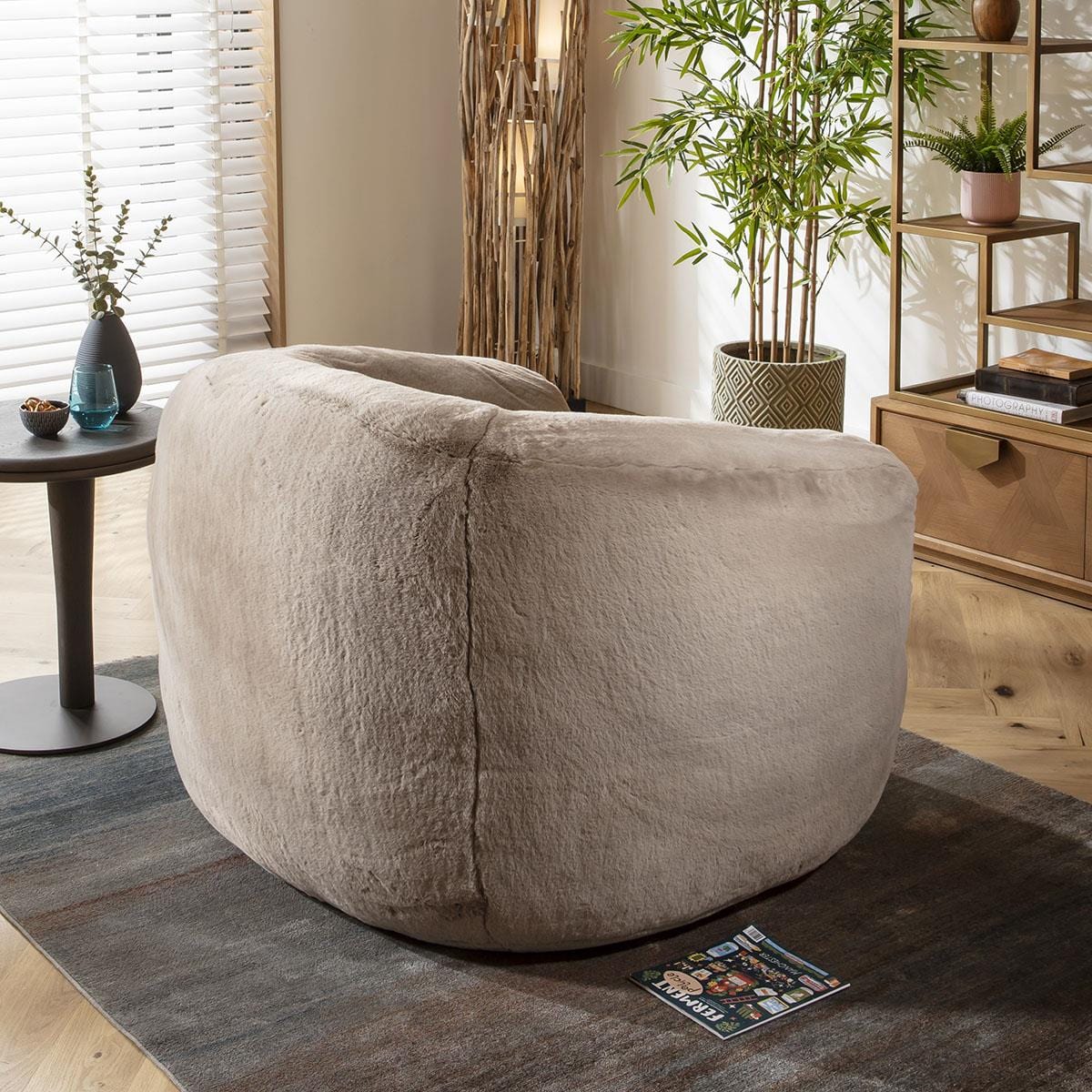 Barney Faux Fur Armchair Accent Chair Beige 84x80cm