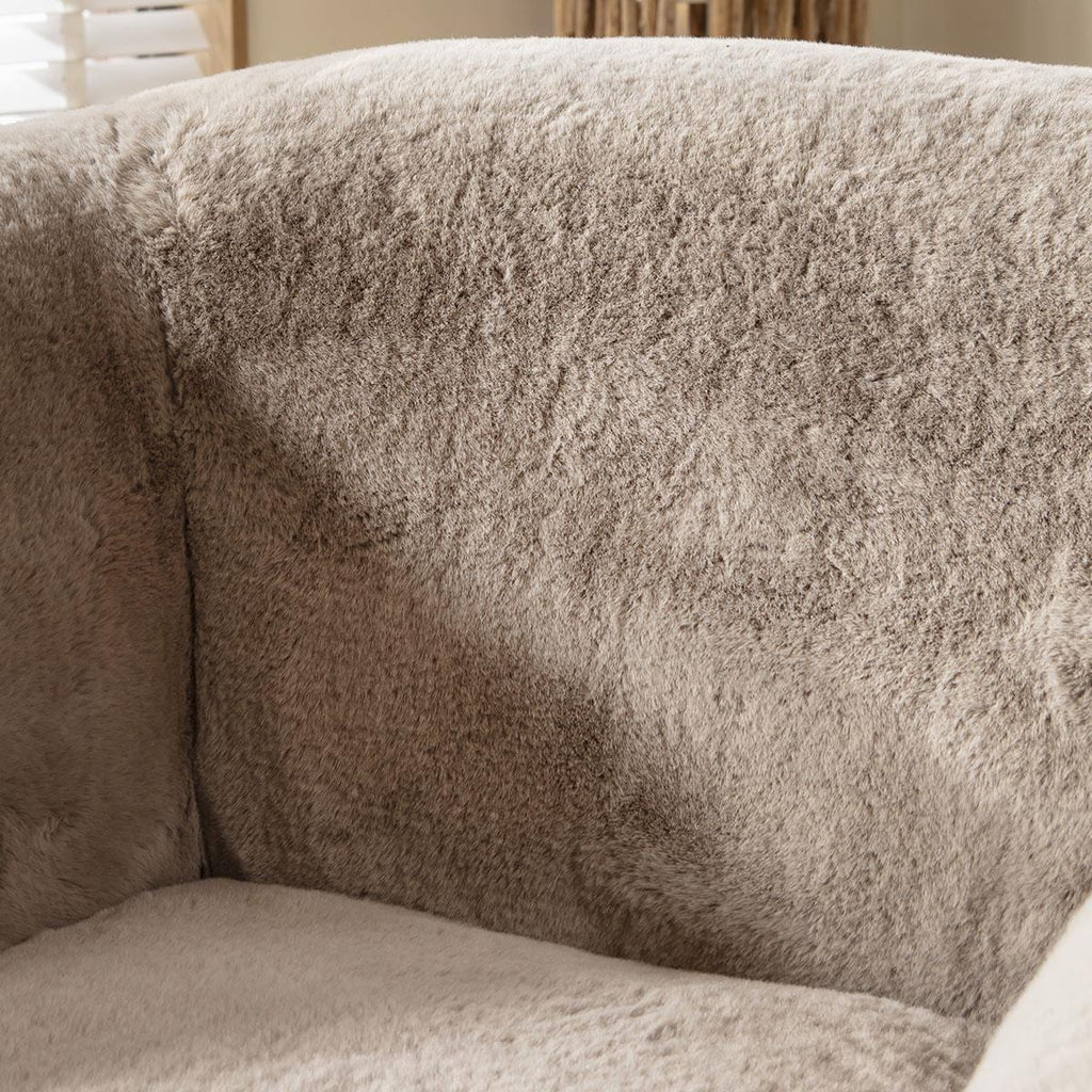 Barney Faux Fur Armchair Accent Chair Beige 84x80cm