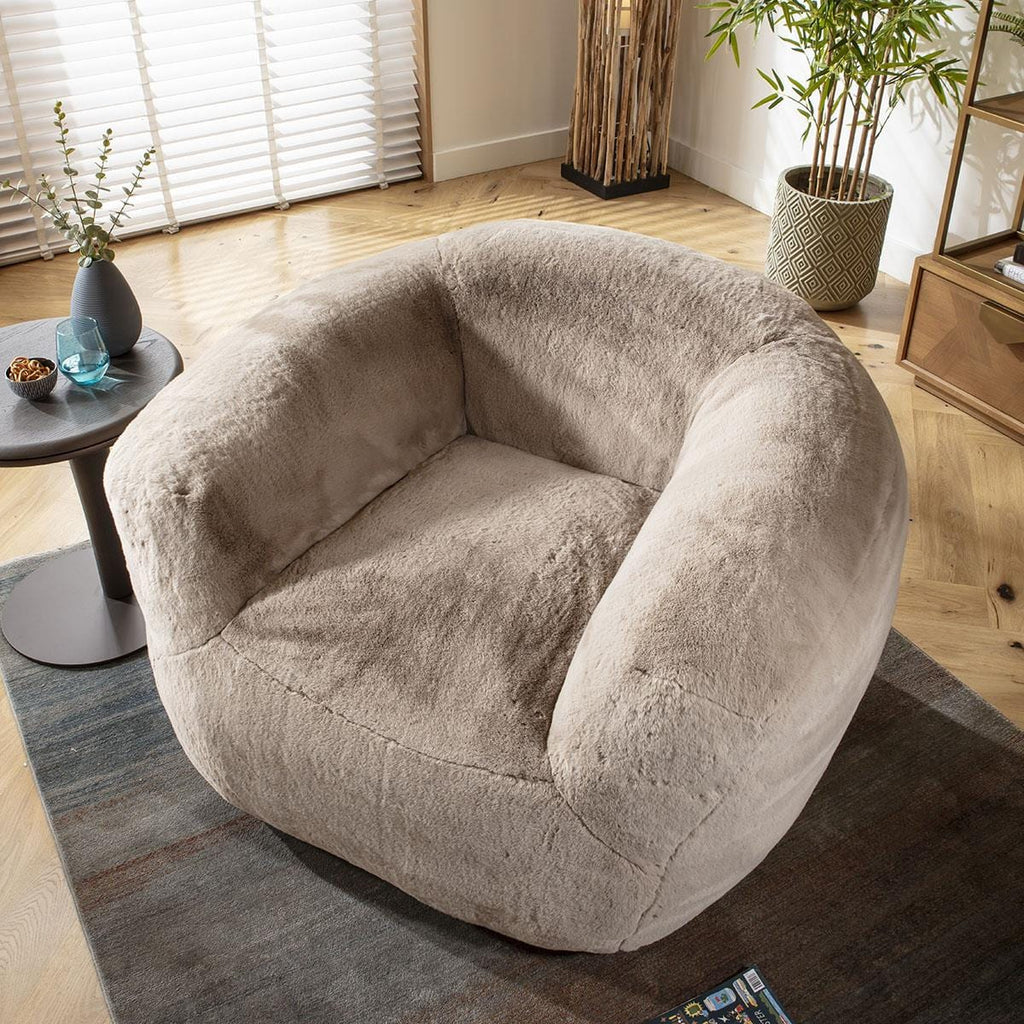 Barney Faux Fur Armchair Accent Chair Beige 84x80cm