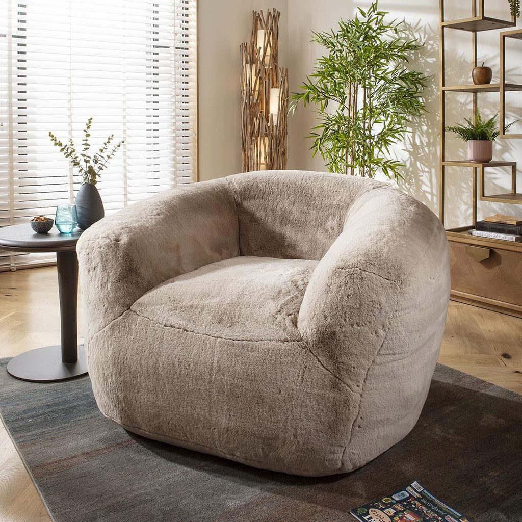 Barney Faux Fur Armchair Accent Chair Beige 84x80cm