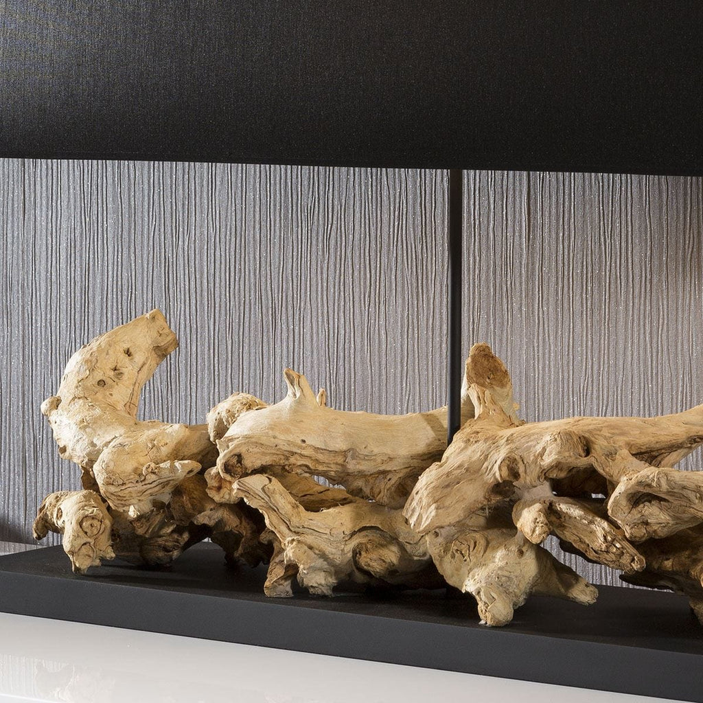 Beautiful Unique Modern Driftwood table lamp /light Black shade Bissau