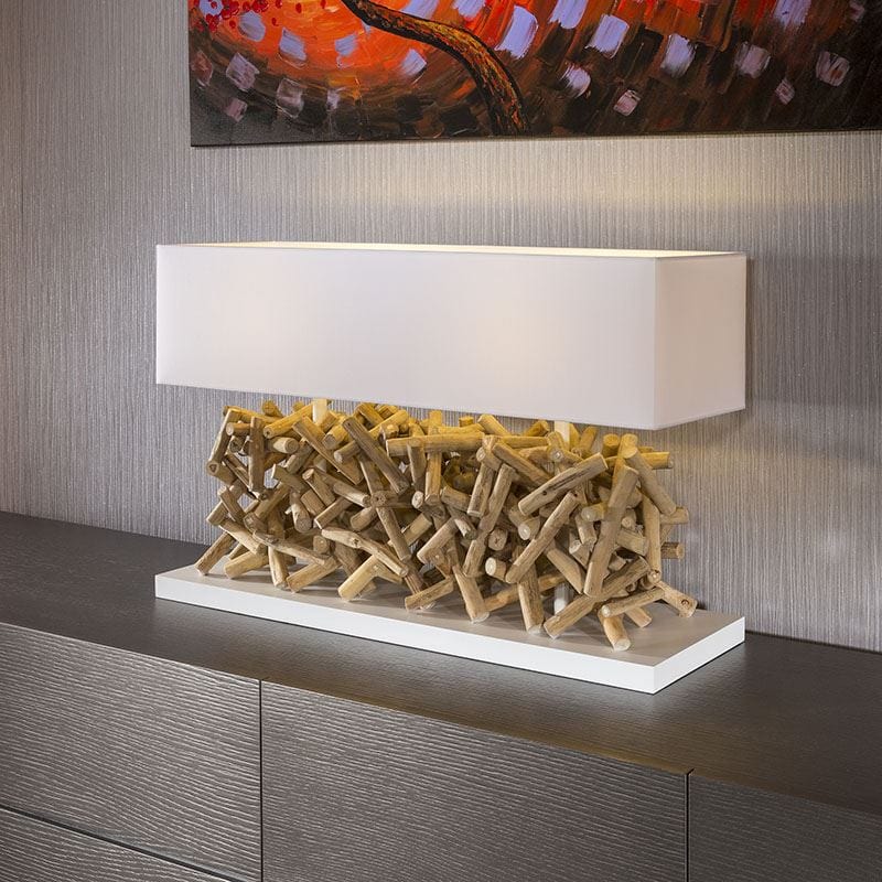 Beautiful Unique Modern Driftwood table lamp/light white shade Calcutt