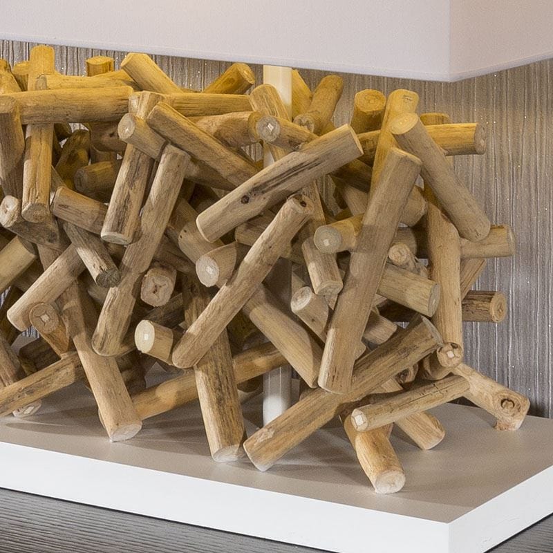 ExDisplay Beautiful Unique Modern Driftwood table lamp/light white shade Calcutt