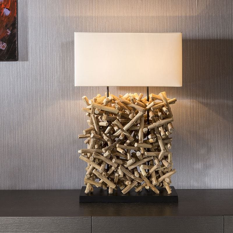 Beautiful Unique Modern Driftwood table lamp / light white shade Seoul