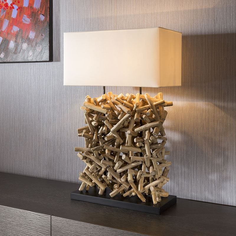 Beautiful Unique Modern Driftwood table lamp / light white shade Seoul