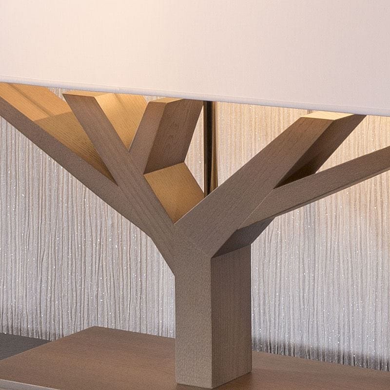 Beautiful Unique Modern tree table lamp / light white shade grey wood