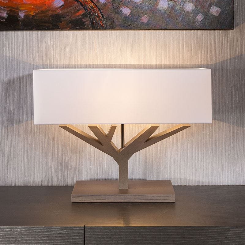 Beautiful Unique Modern tree table lamp / light white shade grey wood