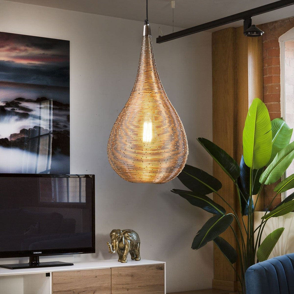 Beautiful Unique Silver Nickle Light Pendant Wire Coil Large 260 x 530