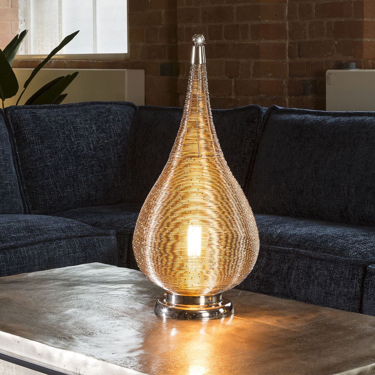 Beautiful Unique Silver Nickle Table Lamp Wire Coil Large 260 x 530mm