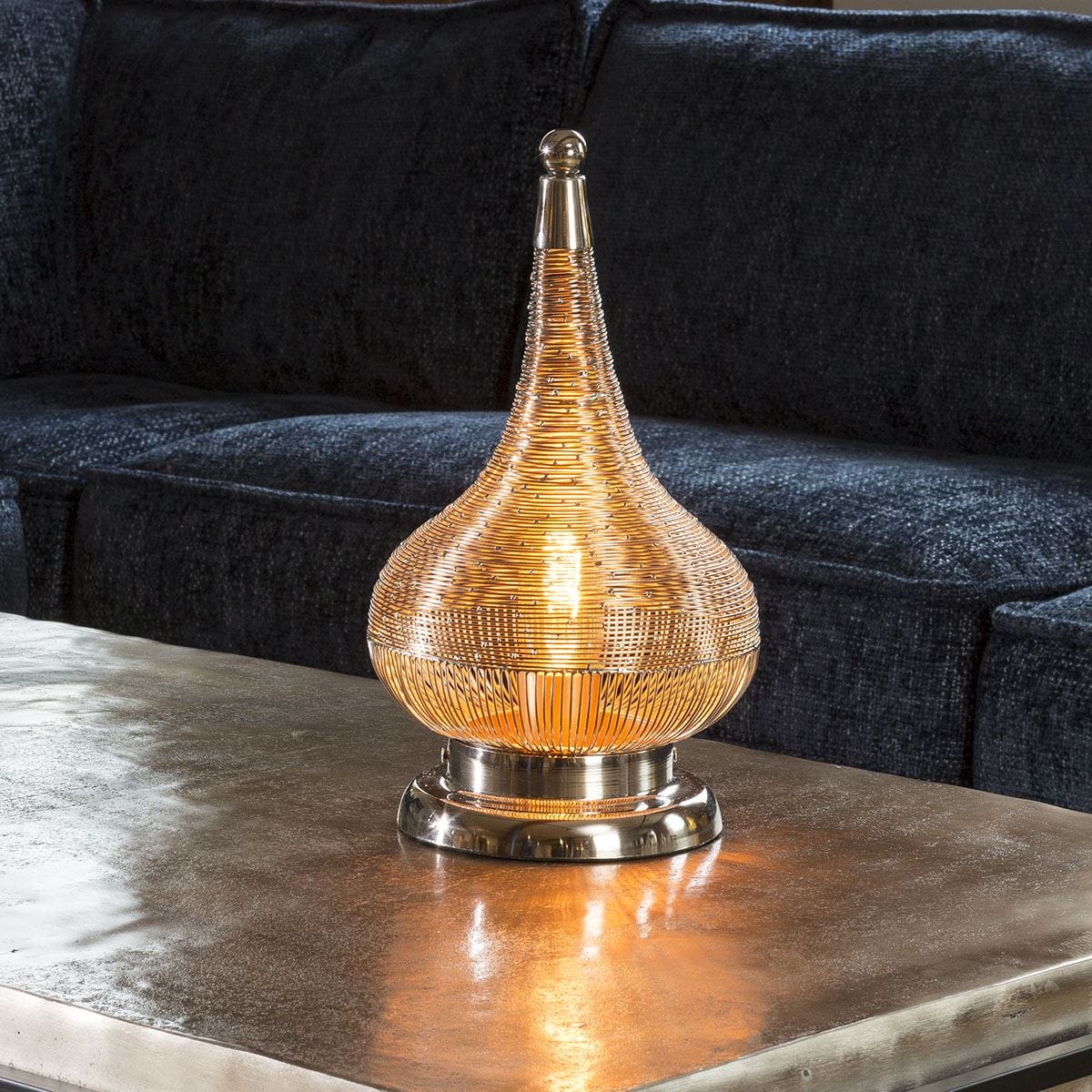 Beautiful Unique Silver Nickle Table Lamp Wire Coil Small 220 x 380mm