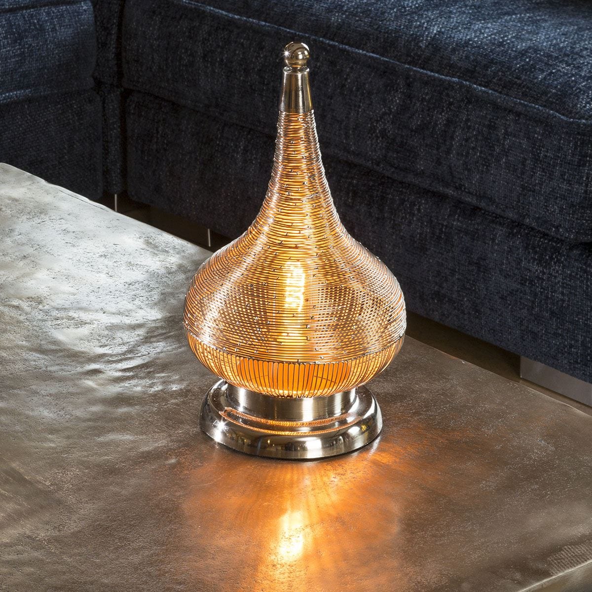 Beautiful Unique Silver Nickle Table Lamp Wire Coil Small 220 x 380mm