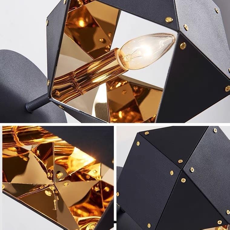 Black Metal Modern Geometric Ceiling Pendant Light - 12 Light Chandelier