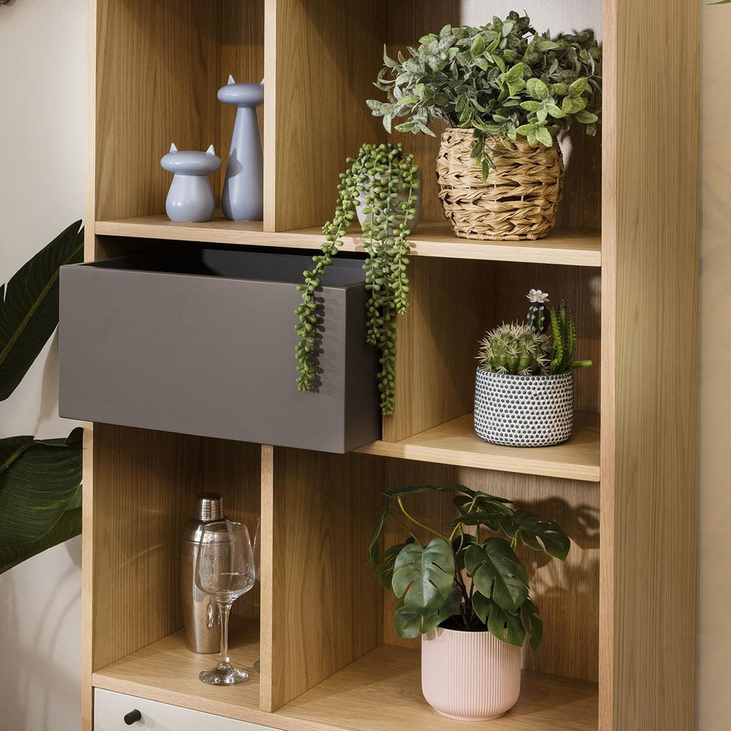 Campton Narrow Bookcase Shelving Unit Oak