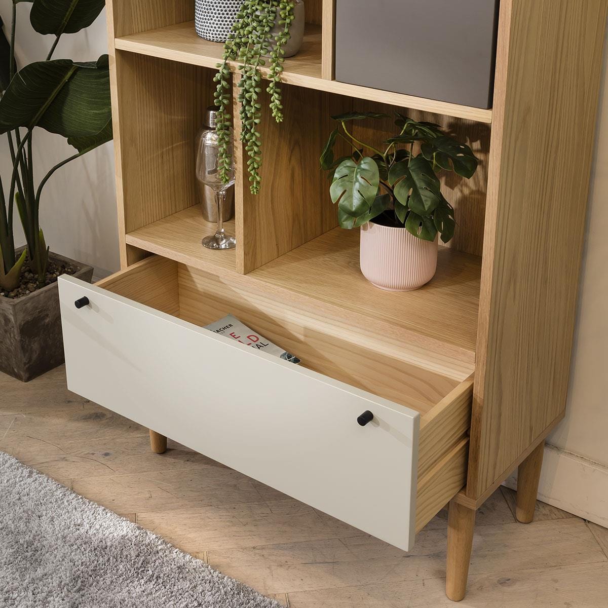 Campton Narrow Bookcase Shelving Unit Oak