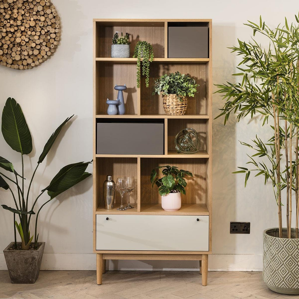 Campton Narrow Bookcase Shelving Unit Oak