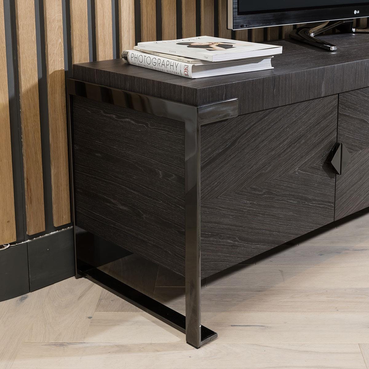 Carbonado TV Stand Cabinet Unit Grey Smoked Oak 200cm