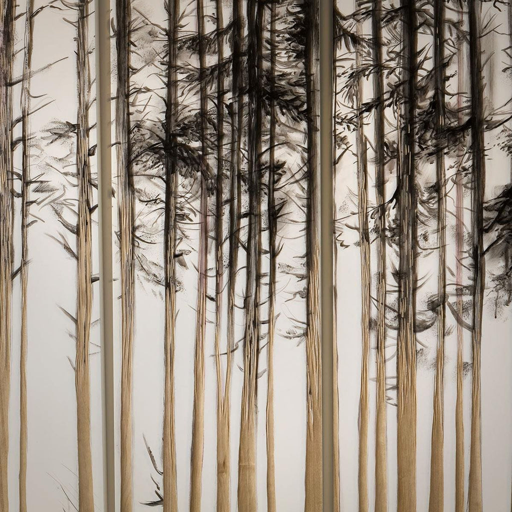 Carved Wood 120x120cm 3 Panel Wall Art - Forest