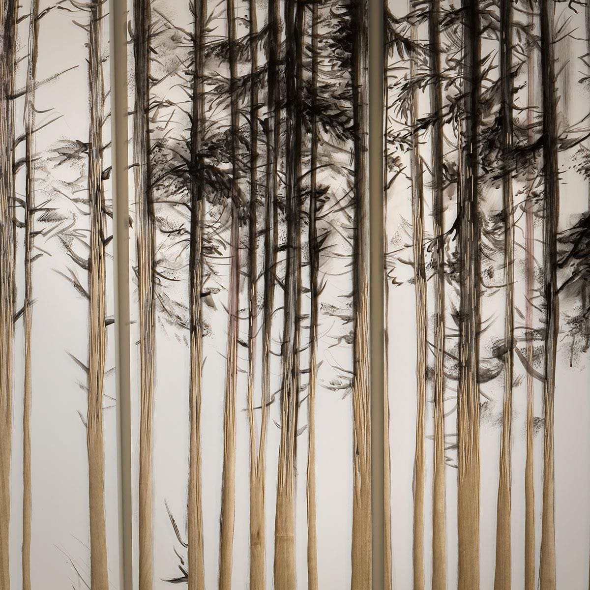 Carved Wood 120x120cm 3 Panel Wall Art - Forest