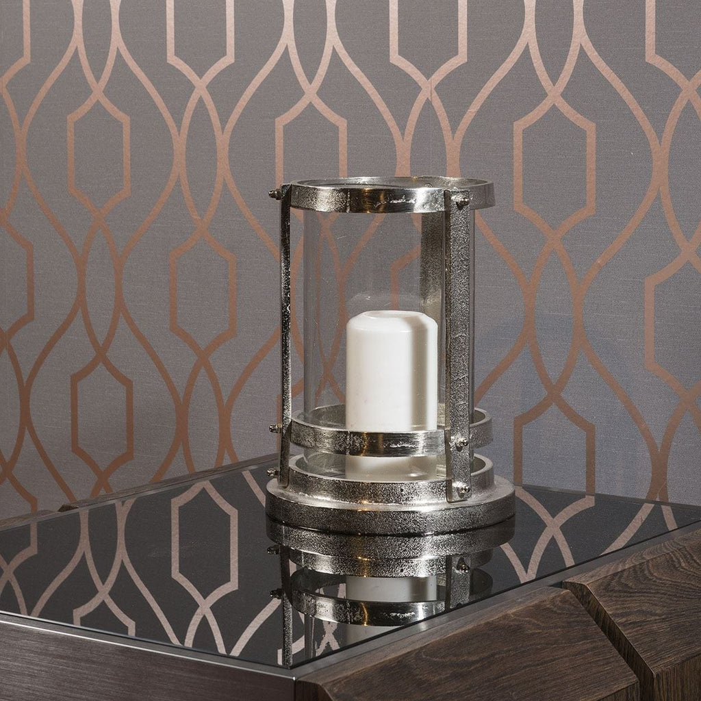 Classy Lily Black Candle Holder Antique Stainless Glass Round Birthday