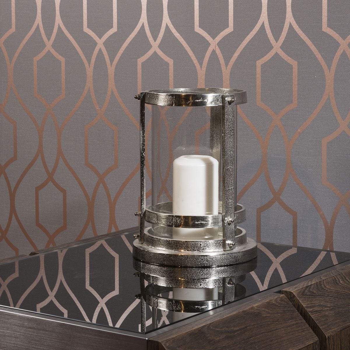 Classy Lily Black Candle Holder Antique Stainless Glass Round Birthday