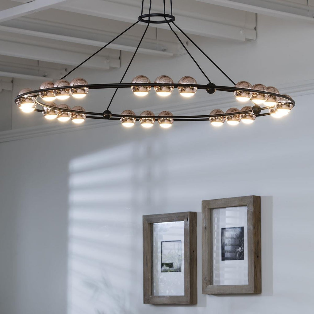 Contemporary Ring Shape Chandelier Ceiling Light - Modern Black Pendant 85cm