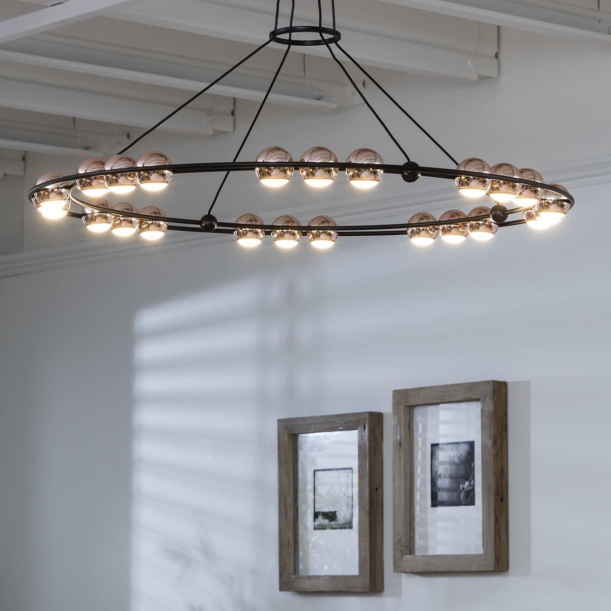 Contemporary Ring Shape Chandelier Ceiling Light - Modern Black Pendant 85cm