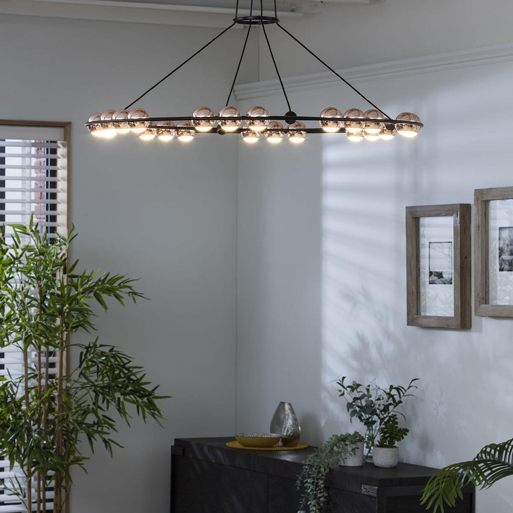 Contemporary Ring Shape Chandelier Ceiling Light - Modern Black Pendant 85cm