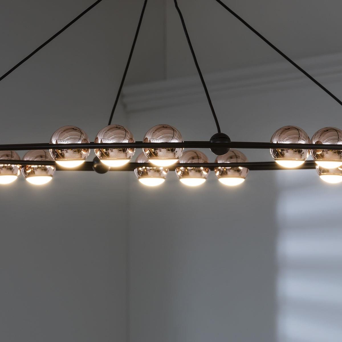 Contemporary Ring Shape Chandelier Ceiling Light - Modern Black Pendant 85cm