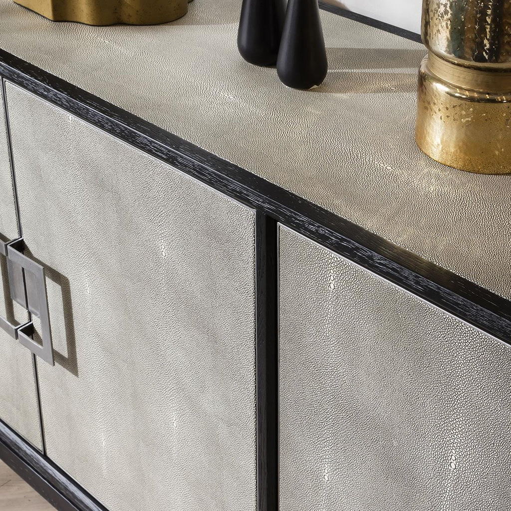 Shagreen 4 Door Sideboard Buffet Black Oak 193cm