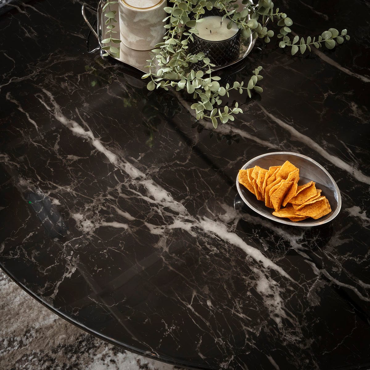 Felix Large Round Marble Coffee Table 120cm Black