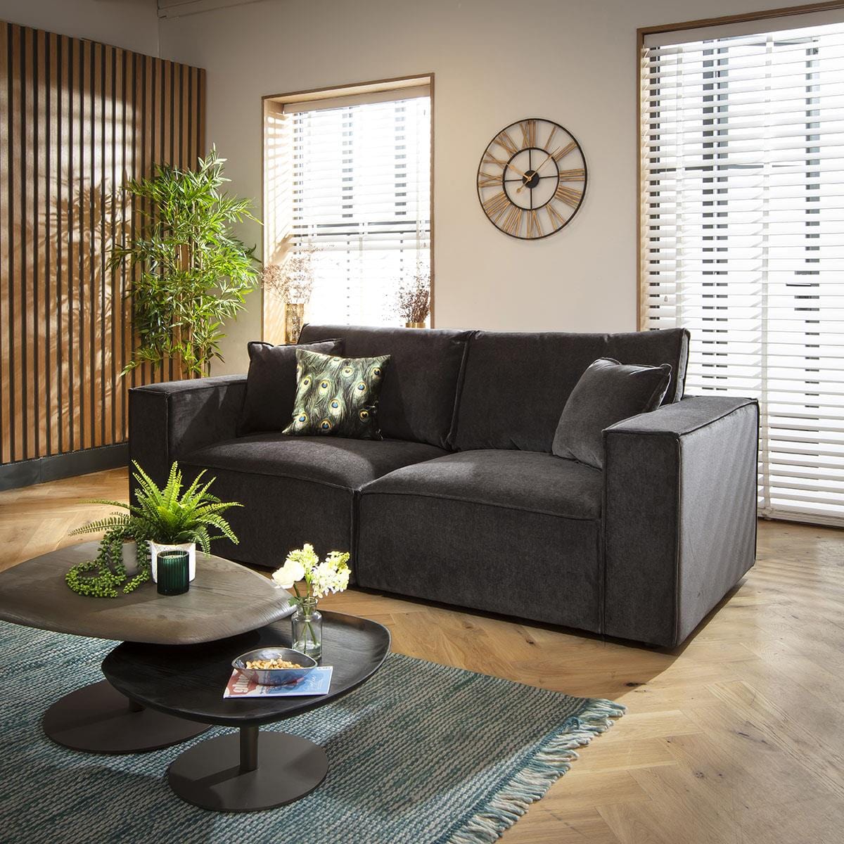 Designer Modern Soft Deep 2 Seater Black Venice 2S