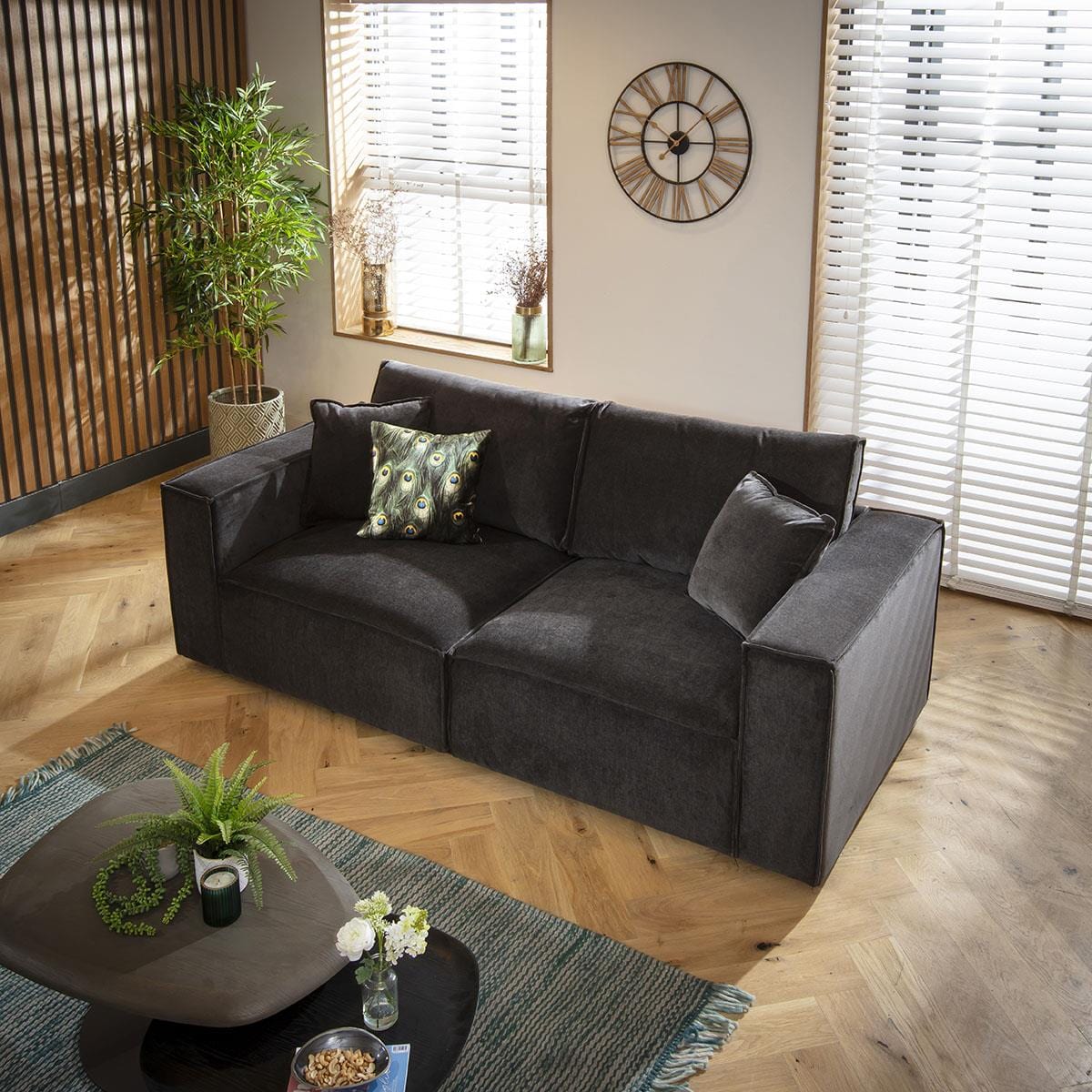 Designer Modern Soft Deep 2 Seater Black Venice 2S