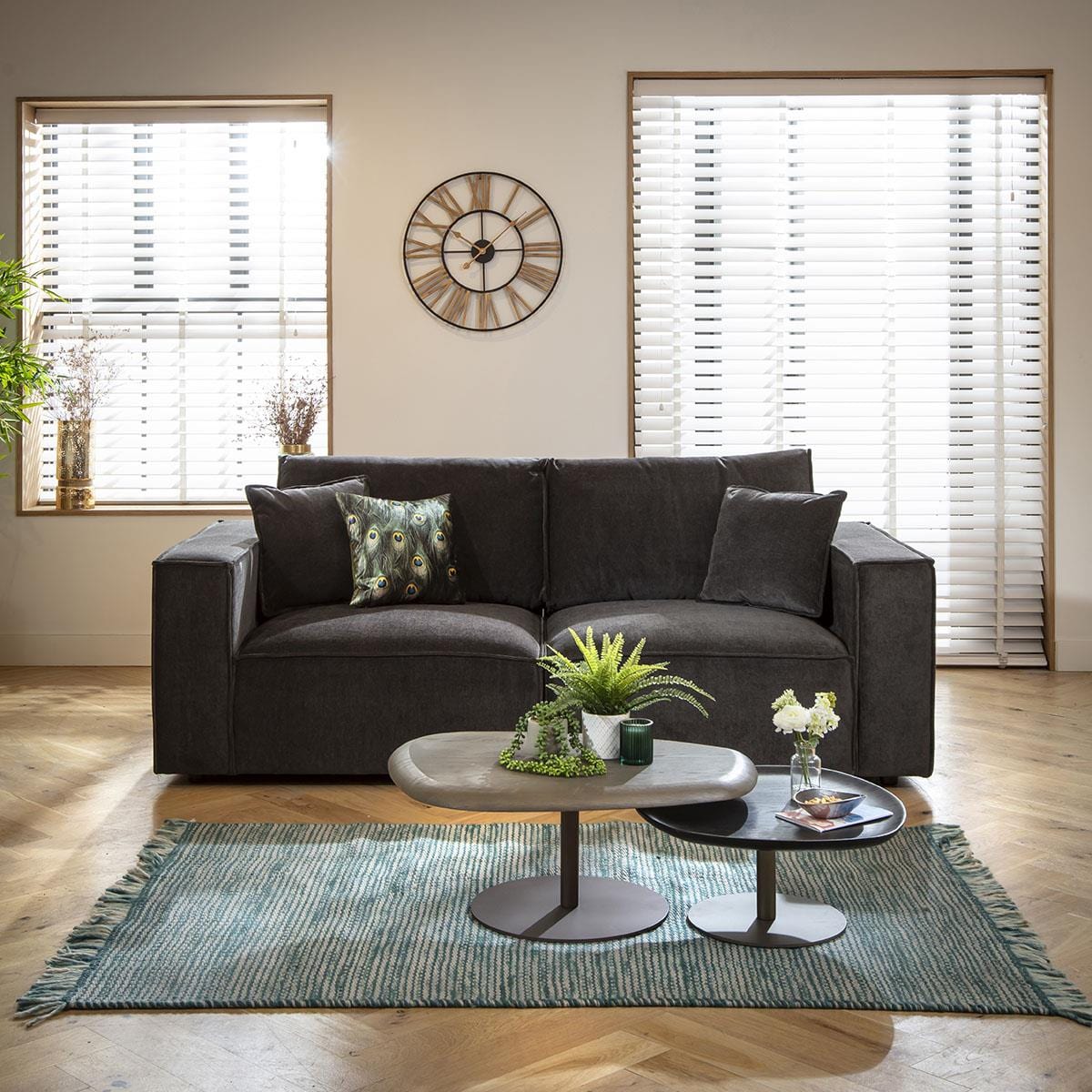 Designer Modern Soft Deep 2 Seater Black Venice 2S