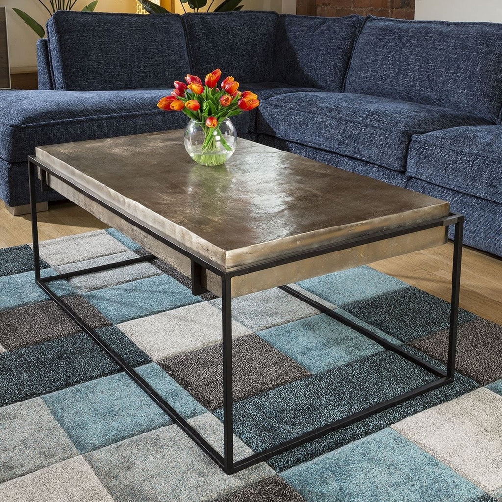 Designer Rectangle Coffee Table with Champagne Gold Coloured Top.